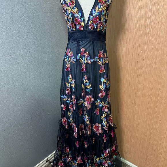 A Star Is Born Embellished Deep Plunge Maxi Dress, Size 10 - Picture 2 of 9